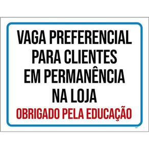 Placa Vaga Preferencial Clientes Permanência 36X46
