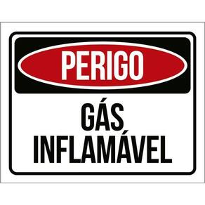 Placa Sinalização - Perigo Gás Inflamável Atenção 27X35