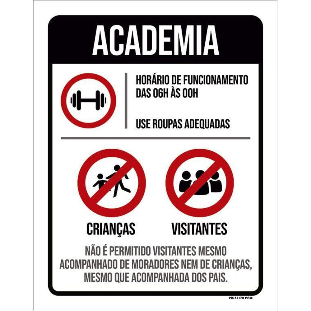 Kit 3 Placas Regras Normas Uso Academia