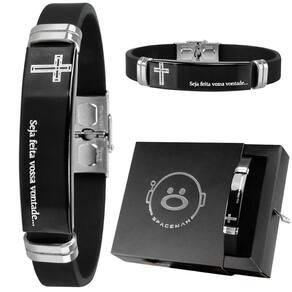 Pulseira Masculina Ajustável Aço Inox Pai Nosso Qualidade
