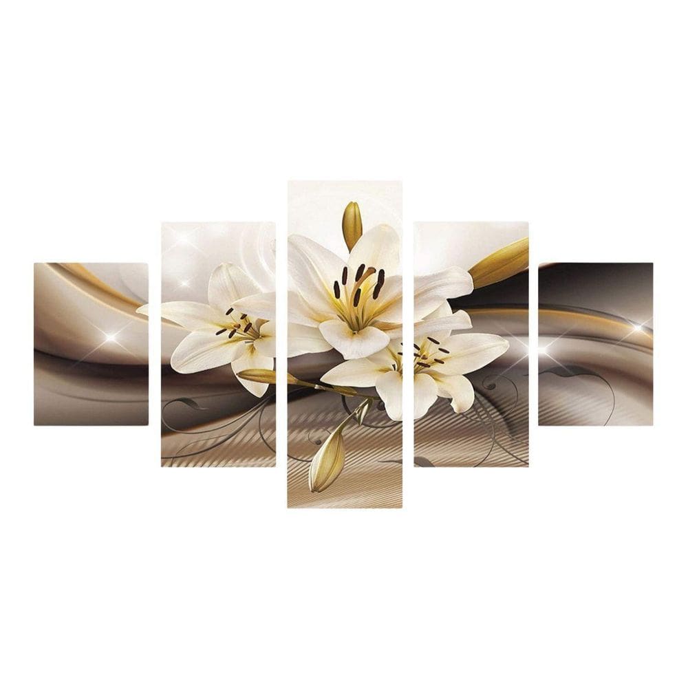 Quadro Decorativo Sala Quarto Flores Brancas Luxo 95X50 Cm