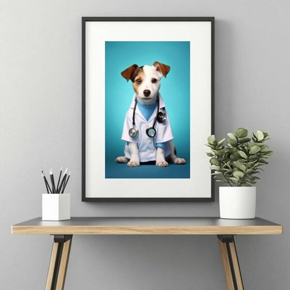 Quadro Veterinária Cachorrinho - 60X48Cm