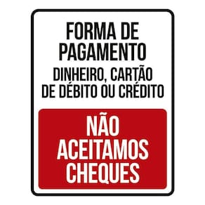 Placa Forma De Pagamento Não Aceitamos Cheques 36X46