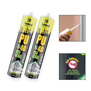 Kit 2 Cola Adesiva Selante Pu40 Poliuretano Uso Geral Branco