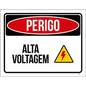 Kit 3 Placas Sinalização - Perigo Alta Voltagem