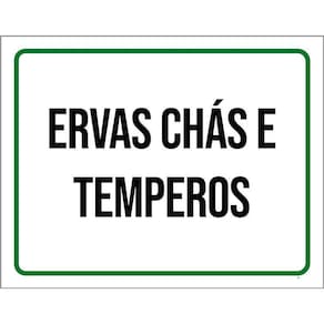 Placa Sinalização Verde - Plantas Ervas Chás Temperos 36X46