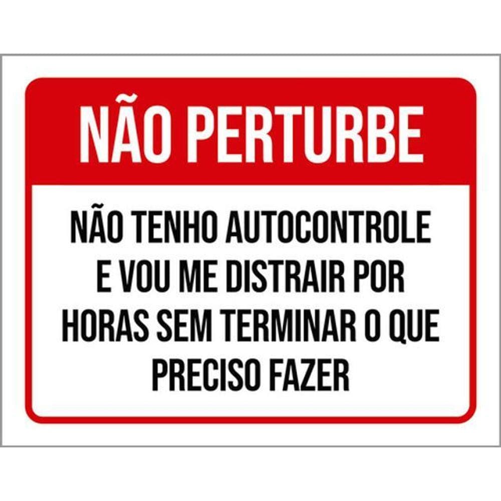 Kit 3 Placas Não Perturbe Autocotrole Distrair Horas