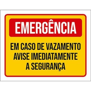 Kit 3 Placas Emergência Em Caso Vazamento Avise Segurança