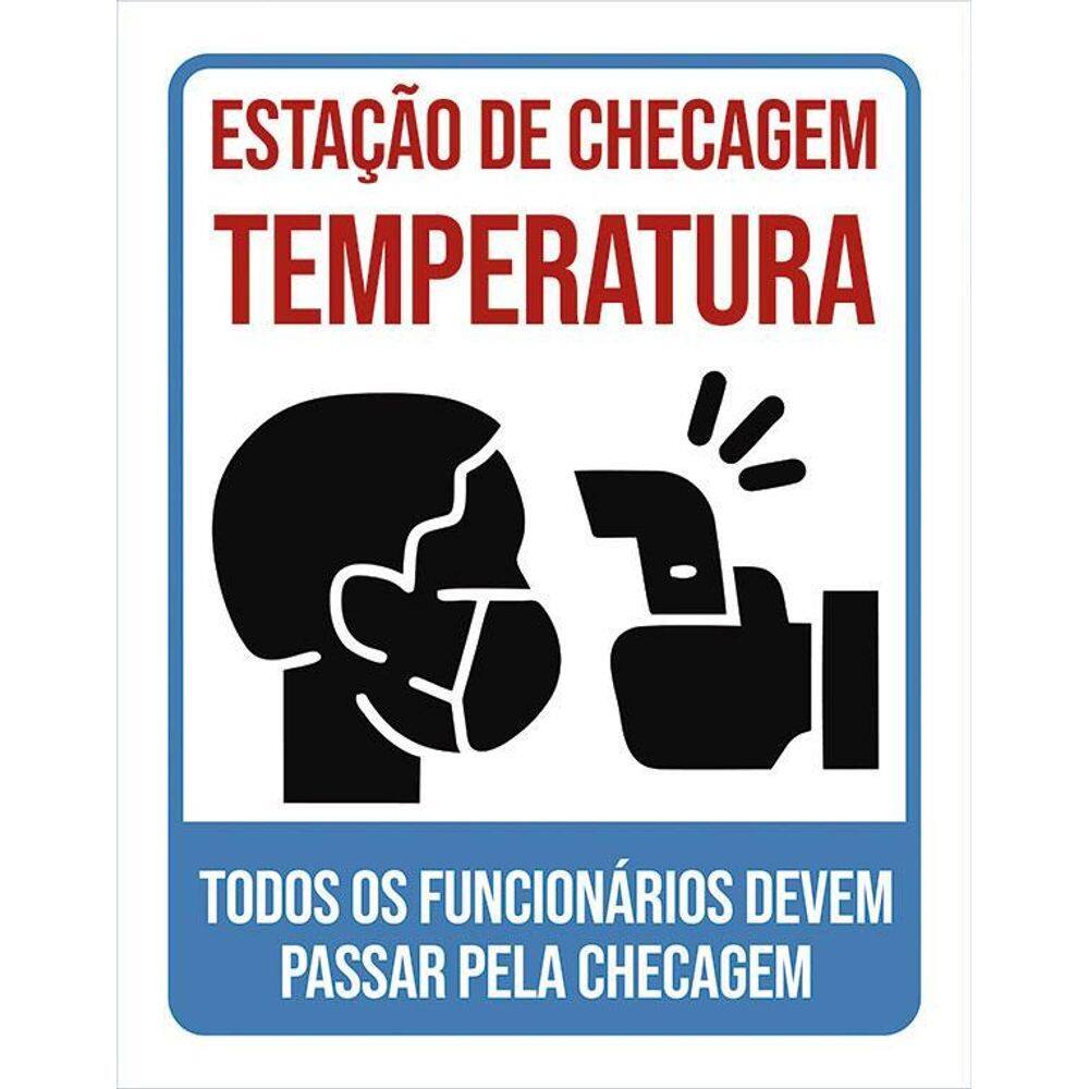 Placa Estação Checagem Temperatura Funcionários 36X46