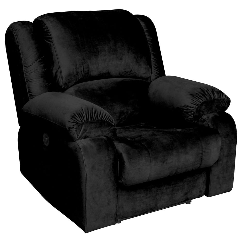 Poltrona do Papai Reclinável Elétrica Simon F05 Veludo Preto - Lyam Decor