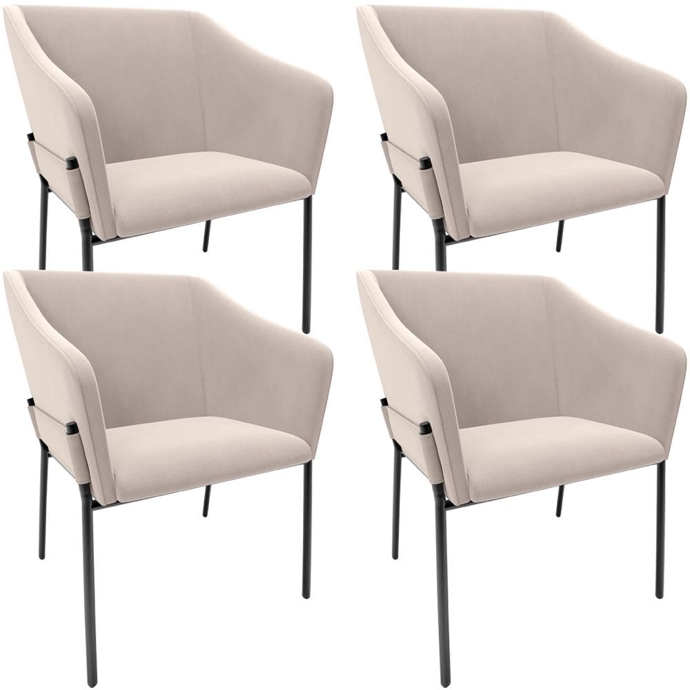 Kit 4 Cadeiras Para Sala de Jantar Estar Living Olívia L02 Suede Bege - Lyam Decor