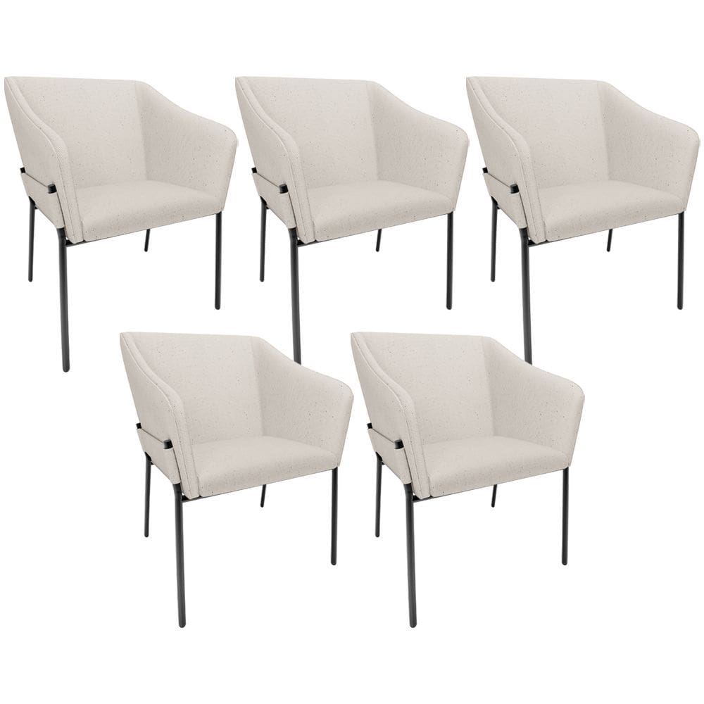 Kit 5 Cadeiras Para Sala de Jantar Estar Living Olívia L02 Linho Cru - Lyam Decor