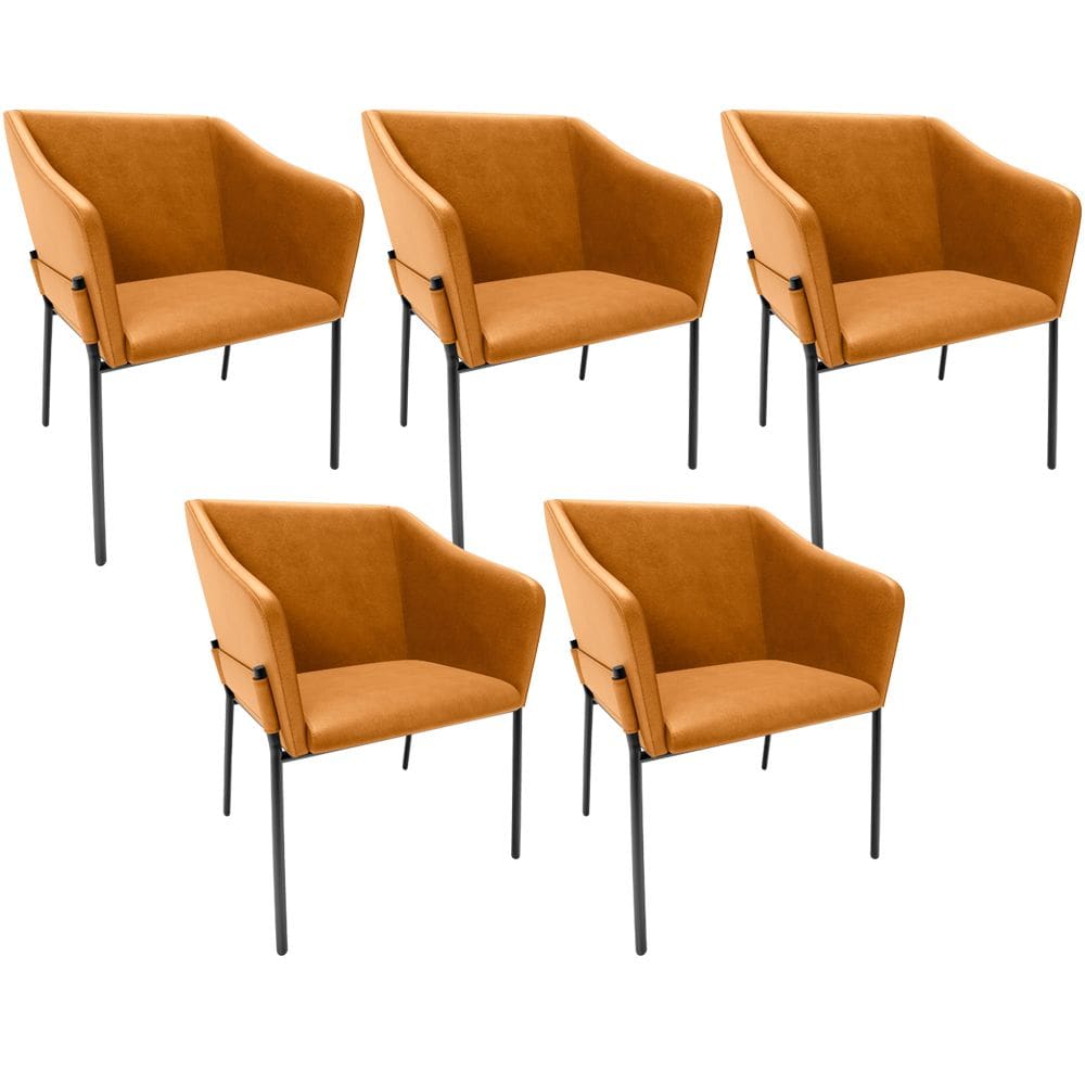 Kit 5 Cadeiras Para Sala de Jantar Estar Living Olívia L02 Couríssimo Whisky - Lyam Decor