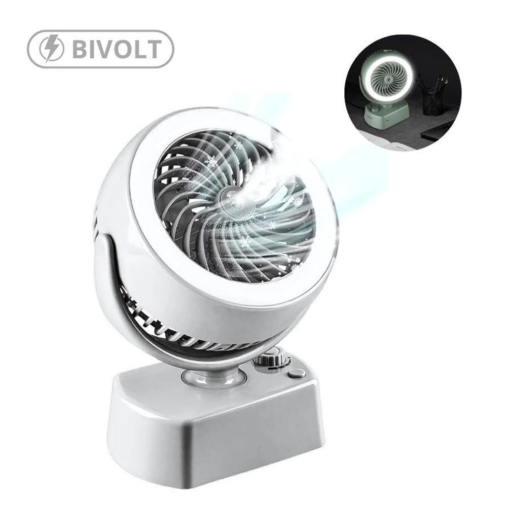 Ventilador Portátil Umidificador E Led Bivolt E Ajustável Em