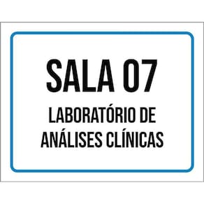 Placa Sinalização Azul Sala 7 Laboratório Análises 36X46