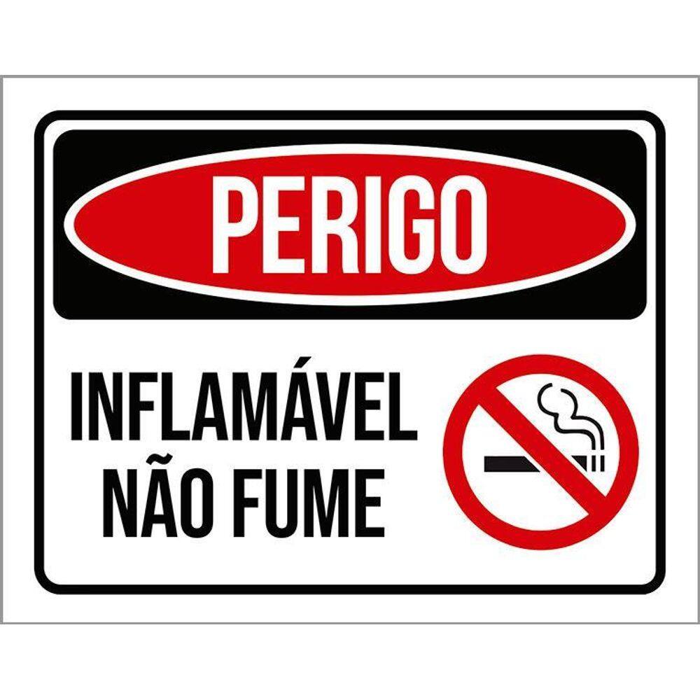 Placa Perigo Inflamável Não Fume 36X46