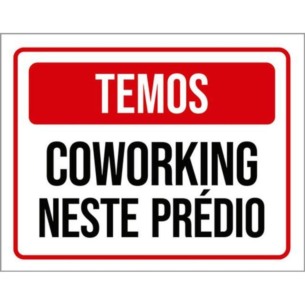 Kit 3 Placas Sinalização - Temos Coworking Neste Prédio