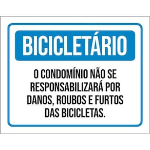 Placa Bicicletário Condomínio Roubos Bicicletas 36X46