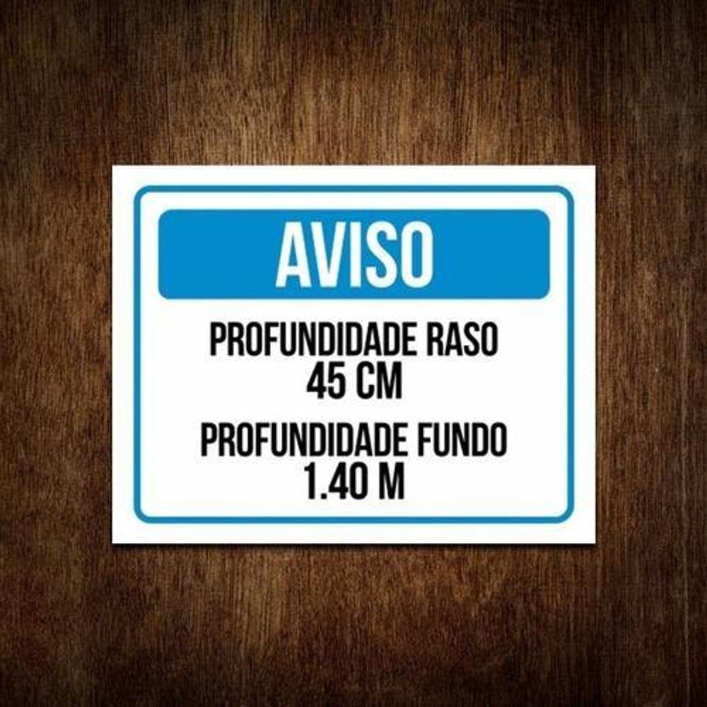 Placa Aviso - Profundidade Piscina Raso E Fundo  36X46