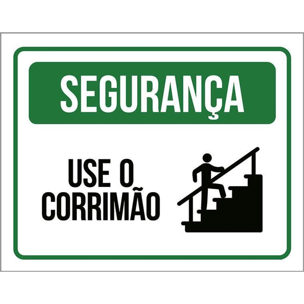 Placa Segurança Use O Corrimão - Placa De Sinalização 36X46