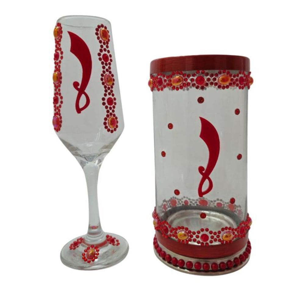 Kit Taça E Porta Vela Iansã Espada Vidro