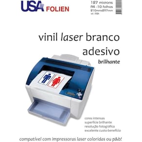 Vinil Laser Adesivo A4 Branco Brilho - Usa Folien