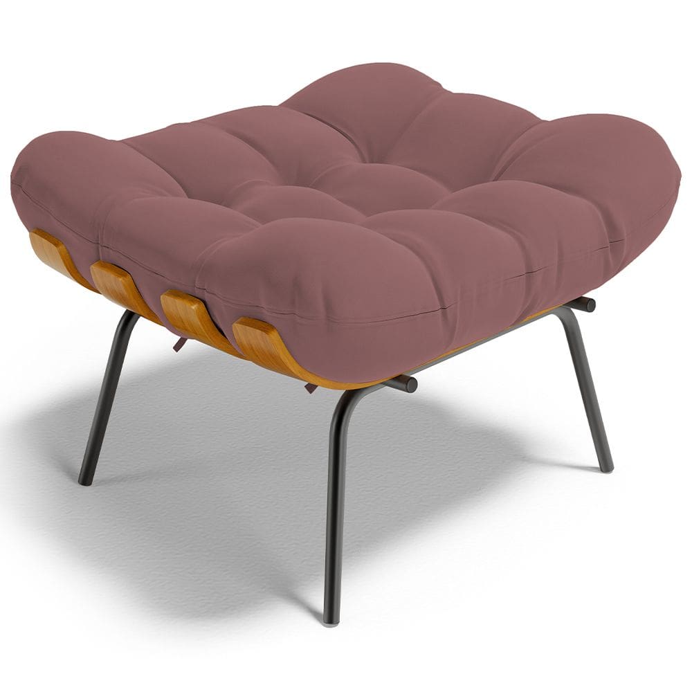 Puff Decorativo Sala de Estar Costela L02 Suede Rosê - Lyam Decor