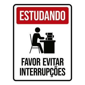 Kit 3 Placas Estudando Favor Evitar Interrupções