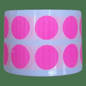 Etiqueta Adesiva Bolinha Colorida Pink Fluorescente 15Mm