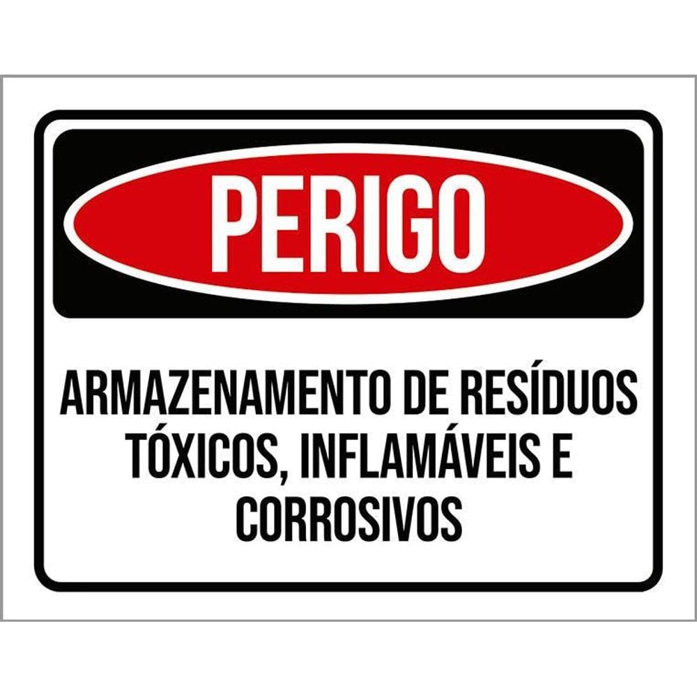 Placa Perigo Armazenamento Tóxicos Inflamáveis 36X46