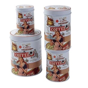 Kit 4 Latas Decorativas Retrô De Metal Café Cupcake
