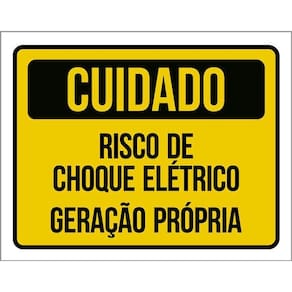 Placa Cuidado Geração Própria Risco De Choque Elétrico 36X46