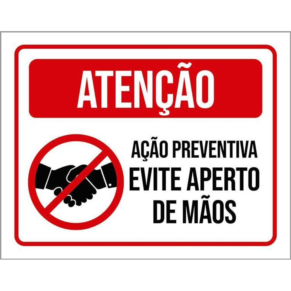 Kit 3 Placas Atenção - Evite Aperto De Mãos