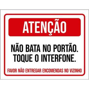 Kit 3 Placas Atenção Não Bata Portão Toque Interfone