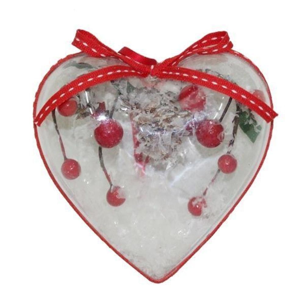 Enfeite De Natal Coração Transparente Arvore/Mesa/Porta 10Cm