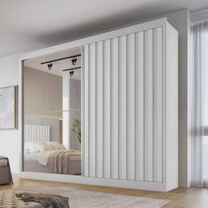 Guarda Roupa Casal 100% MDF 2 Portas de Correr 4 Gavetas - Atlanta - Made Marcs