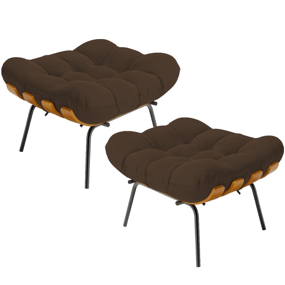 Kit 2 Puff`s Decorativos Sala de Estar Costela L02 Suede Marrom - Lyam Decor
