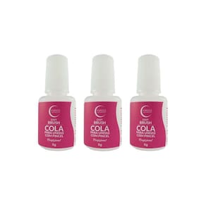 Cola Para Unhas Postiças Fhaces 5G Com Pincel - Kit Com 3Un