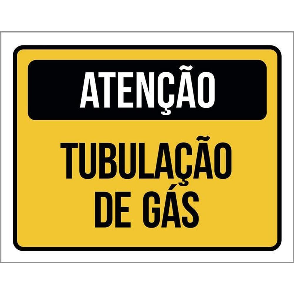 Placa De Sinalização - Atenção Tubulação De Gás 36X46