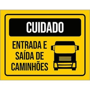 Kit 3 Placas Sinalização Cuidado Entrada Saída De Caminhões