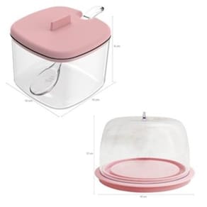 Conjunto Porta Queijo E Açucareiro 450Ml F6195 - Rosa