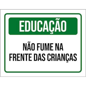 Placa Educação Não Fume Na Frente Das Crianças 36X46