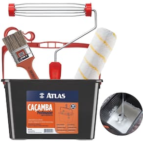 Caçamba Balde Pintura 10L + Rolo 23Cm + Garfo + Trincha 50Mm
