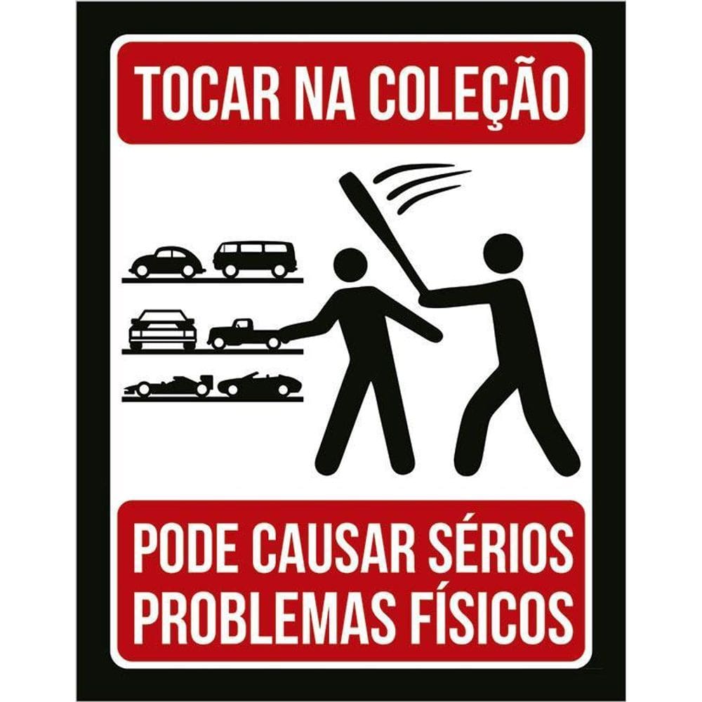 Placa Decorativa - Tocar Na Coleção De Carros Risco 36X46