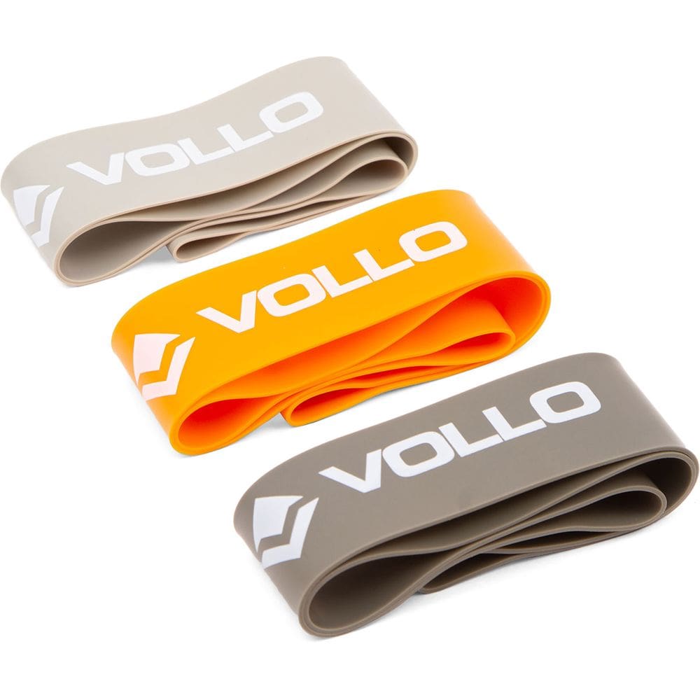 Kit com 3 Mini Faixas Elásticas de Exercícios Bands Treino Funcional Níveis Fraco Médio Forte Vollo