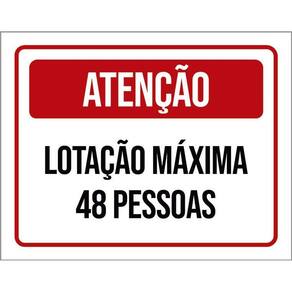 Placa Sinalização - Lotação Máxima 48 Pessoas 36X46