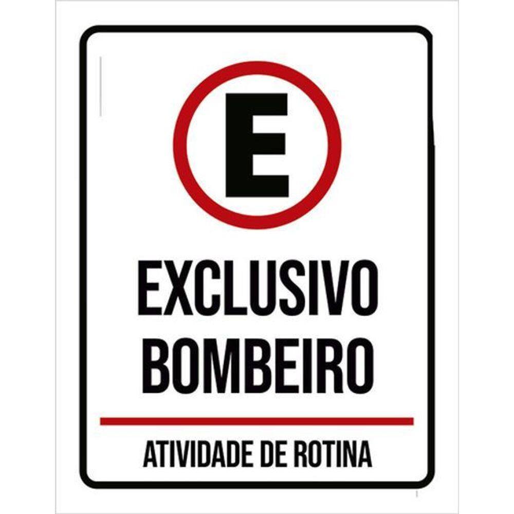 Kit 3 Placas Sinalização - Estacionamento Exclusivo Bombeiro