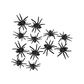 Kit Aranhas Pretas De Borracha Com 12 Unidades Halloween