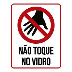 Placa Distanciamento Social Não Toque Vidro 36X46