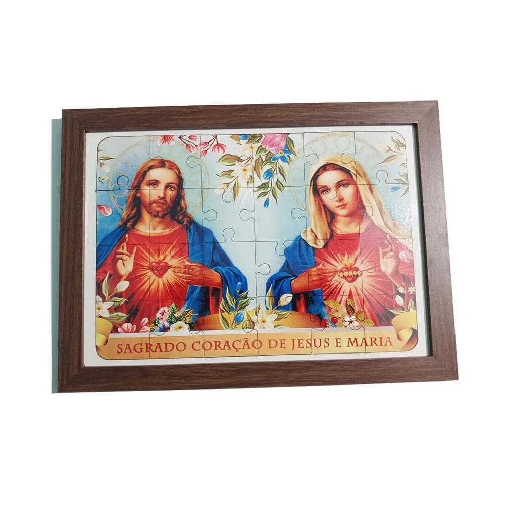 Quebra-Cabeça 35 Peças Mdf Com Moldura Sagrado Coração